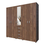 Closet Atenas Gales Y Wengue 200x200cm Con Cuatro Cajones Y Con Espejo