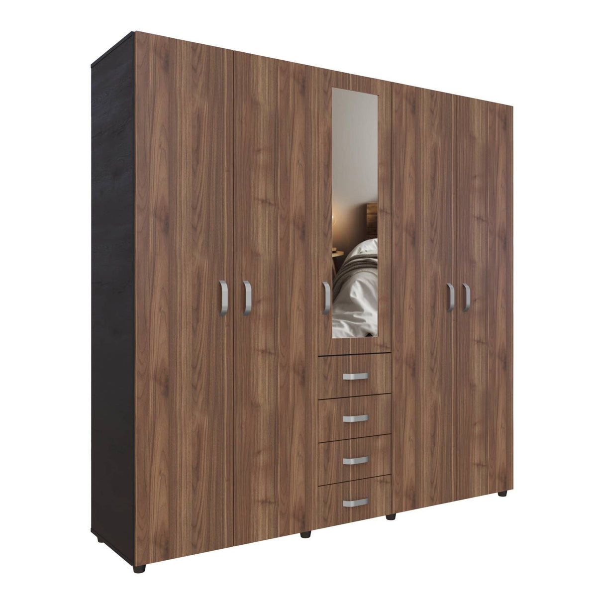 Closet Atenas Gales y Wengue 200x200cm Con Cuatro Cajones y Con Espejo - Closets | Bylmo