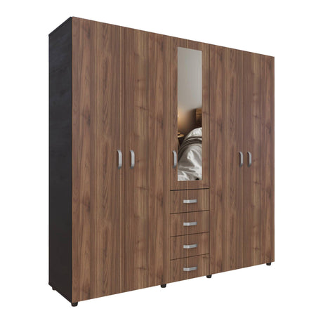 Closet Atenas Gales y Wengue 200x200cm Con Cuatro Cajones y Con Espejo - Closets | Bylmo