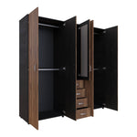 Closet Atenas Gales Y Wengue 200x200cm Con Cuatro Cajones Y Con Espejo