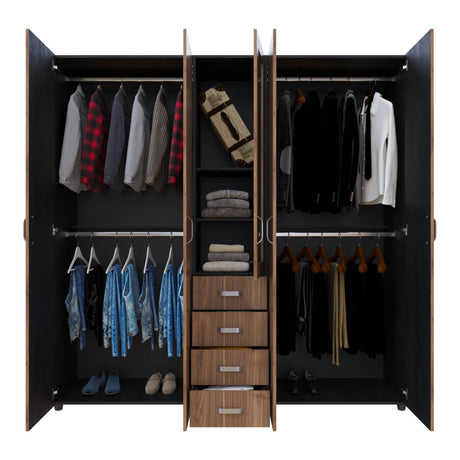 Closet Atenas Gales y Wengue 200x200cm Con Cuatro Cajones y Con Espejo - Closets | Bylmo