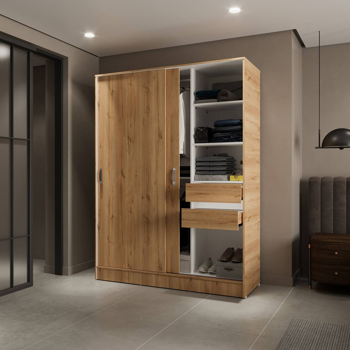 Closet Berlín Duna y Blanco 150x200cm Con Dos Cajones - Closets | Bylmo