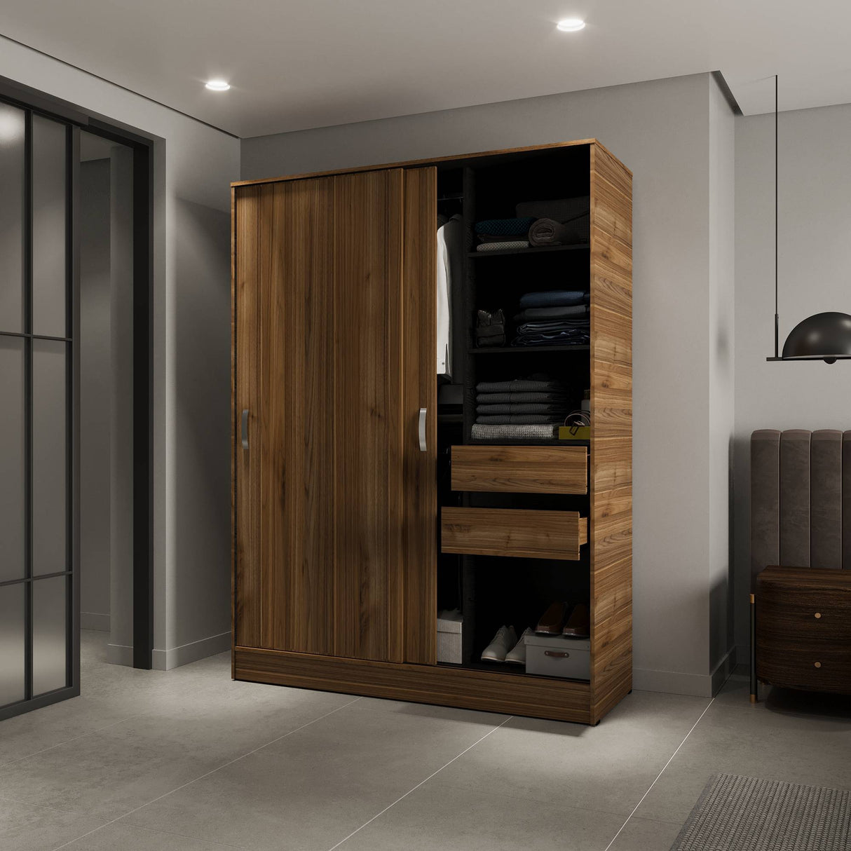 Closet Berlín Gales y Wengue 150x200cm Con Dos Cajones - Closets | Bylmo