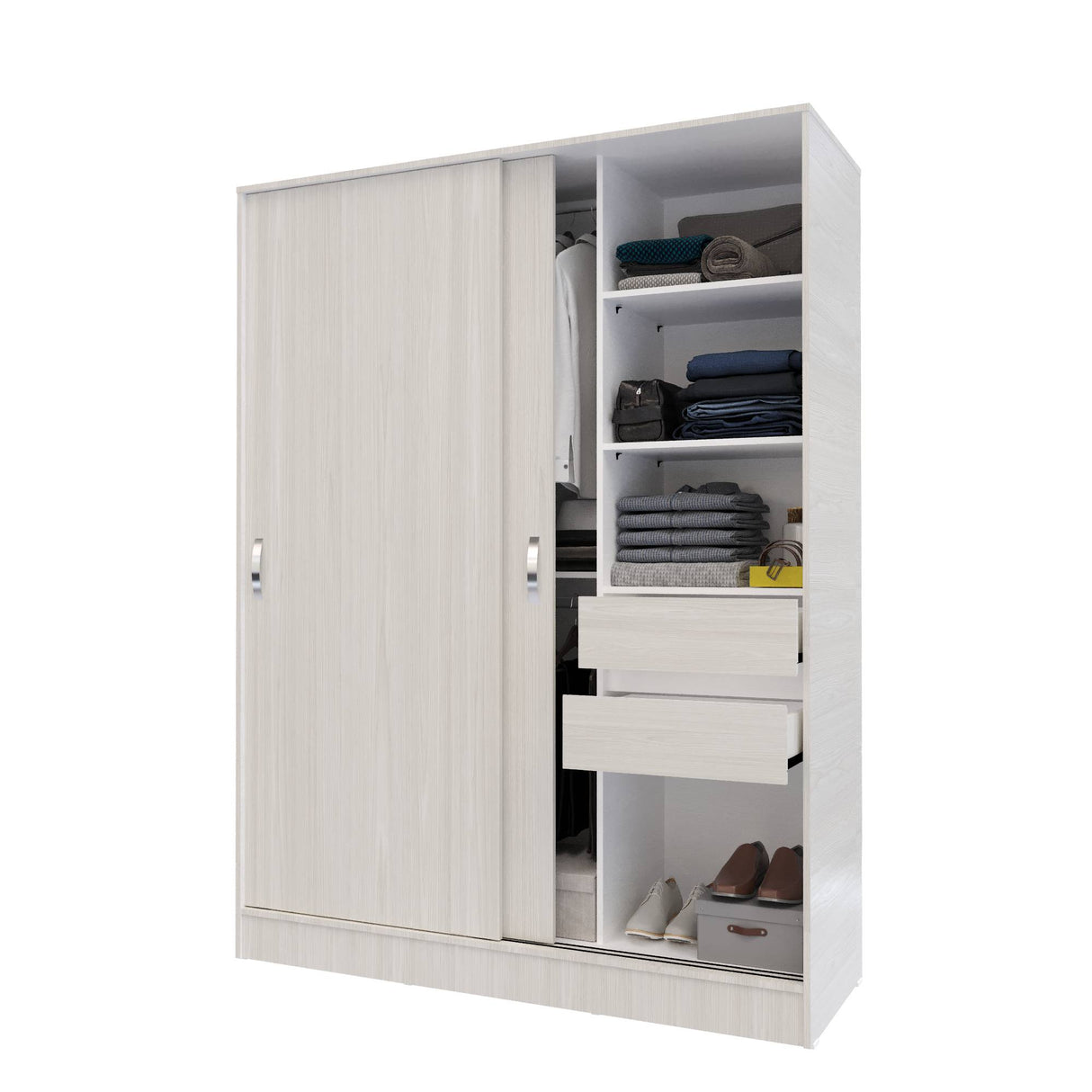 Closet Berlín Niebla y Blanco 150x200cm Con Dos Cajones - Closets | Bylmo