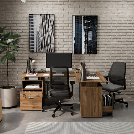 Estación de Trabajo Asturias Gales y Negro 242x73cm Transformable - Escritorios | Bylmo