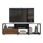 Mesa Para Tv Town Gales Y Negro 180x55cm Para Tv Hasta 75 Pulgadas