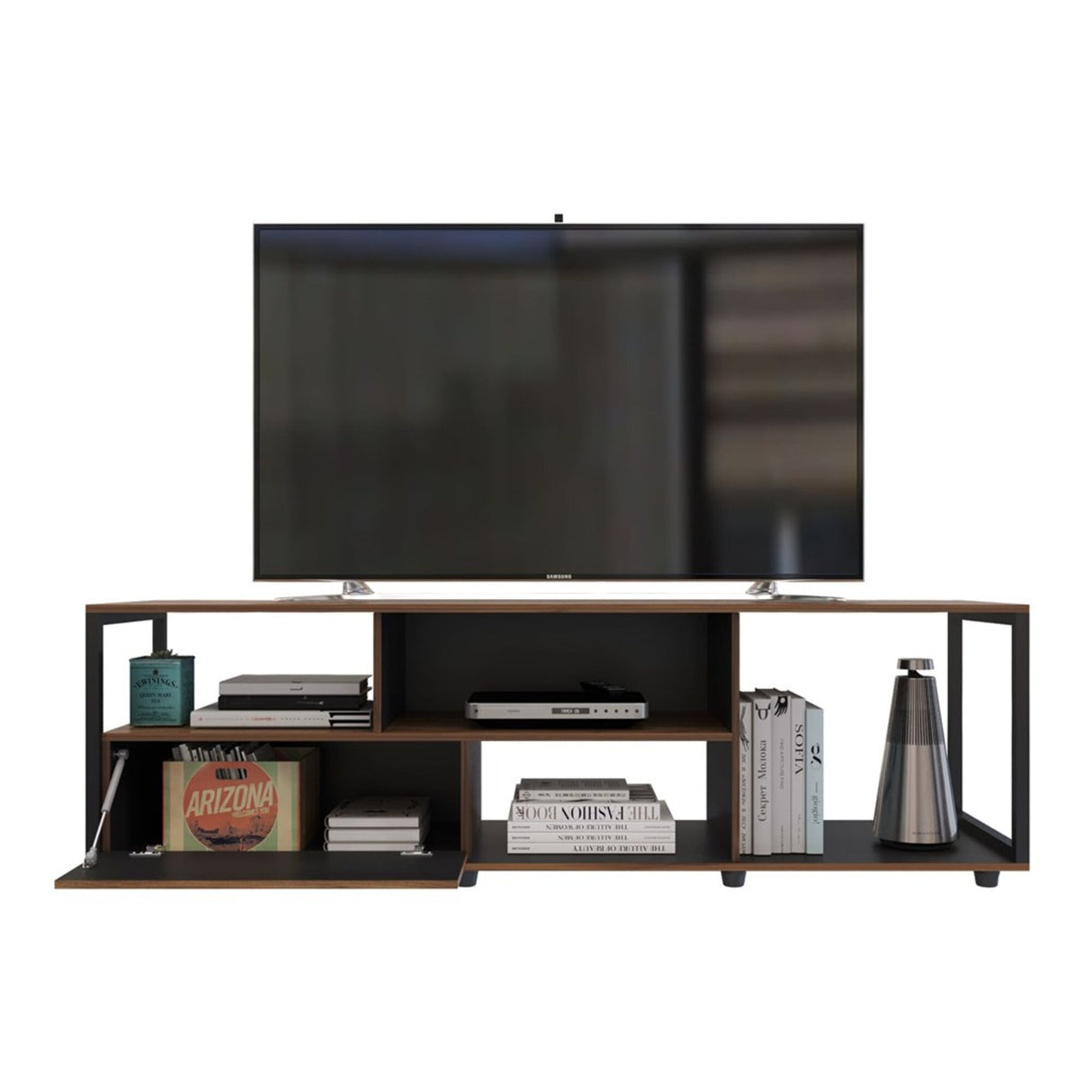 Mesa para TV Town Gales y Negro 180x55cm Para Tv Hasta 75 Pulgadas - Muebles de TV | Bylmo