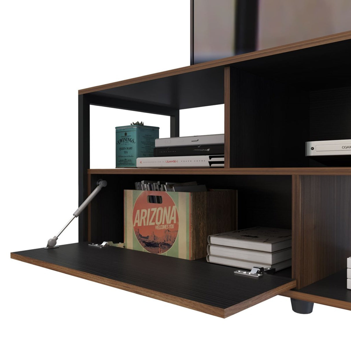 Mesa para TV Town Gales y Negro 180x55cm Para Tv Hasta 75 Pulgadas - Muebles de TV | Bylmo