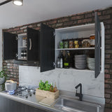 Mueble Superior Hannah Blanco y Wengue 150x56cm Para Lado Izquierdo o Derecho - Muebles Superiores | Bylmo