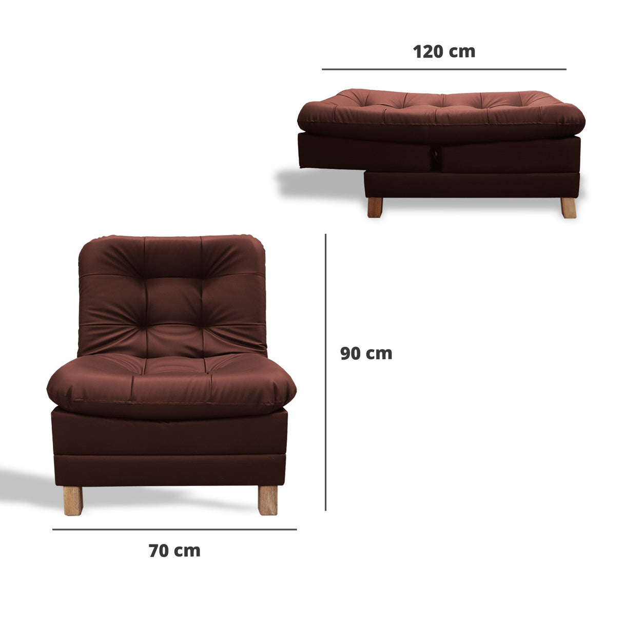 Poltrona Zeink Marron 70x90cm De Un Puesto Reclinable con Patas - Sofas y Poltronas | Bylmo