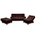 Sala Rouss Marron 185x95cm De Cinco Puestos Reclinable Con Patas Y Apoyabrazos