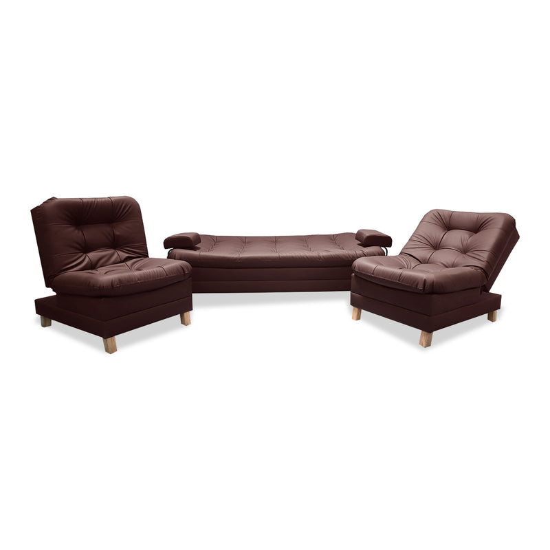 Sala Rouss Marron 185x95cm De Cinco Puestos Reclinable Con Patas Y Apoyabrazos