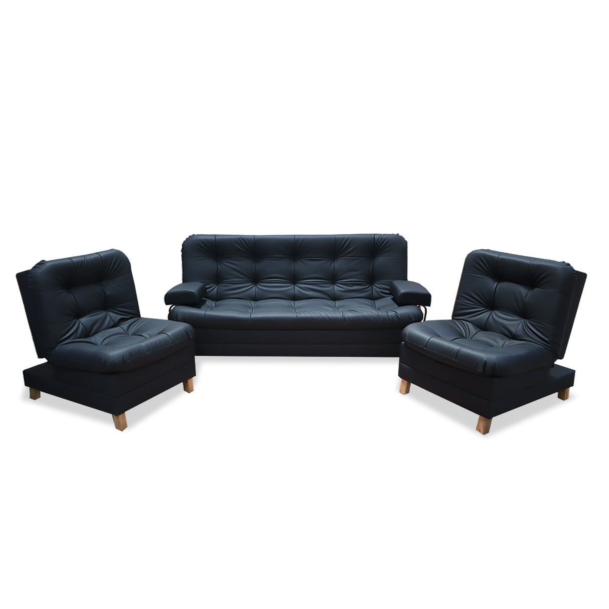 Sala Rouss Negro 185x95cm De Cinco Puestos Reclinable con Patas y Apoyabrazos - Sofas y Poltronas | Bylmo