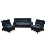 Sala Rouss Negro 185x95cm De Cinco Puestos Reclinable con Patas y Apoyabrazos - Sofas y Poltronas | Bylmo