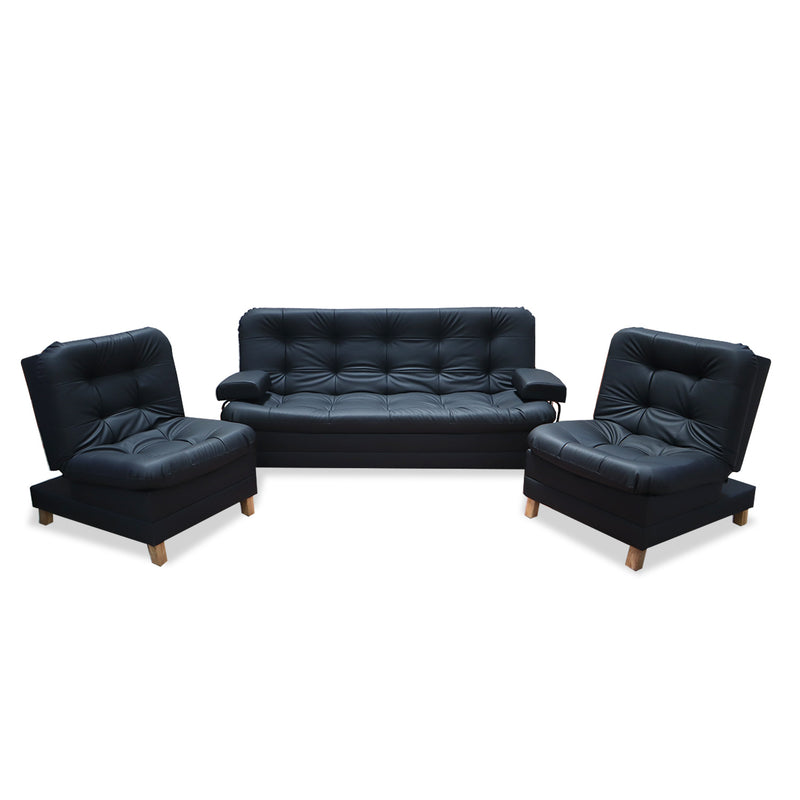 Sala Rouss Negro 185x95cm De Cinco Puestos Reclinable Con Patas Y Apoyabrazos