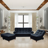 Sala Rouss Negro 185x95cm De Cinco Puestos Reclinable con Patas y Apoyabrazos - Sofas y Poltronas | Bylmo