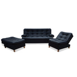 Sala Rouss Negro 185x95cm De Cinco Puestos Reclinable con Patas y Apoyabrazos - Sofas y Poltronas | Bylmo