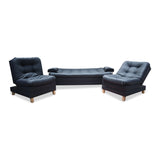 Sala Rouss Negro 185x95cm De Cinco Puestos Reclinable con Patas y Apoyabrazos - Sofas y Poltronas | Bylmo
