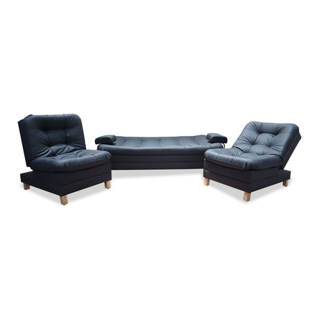 Sala Rouss Negro 185x95cm De Cinco Puestos Reclinable con Patas y Apoyabrazos - Sofas y Poltronas | Bylmo