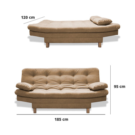 Sofá Cama Bakers Camel 185x95cm De Tres Puestos Reclinable con Patas - Sofas y Poltronas | Bylmo
