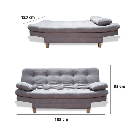 Sofá Cama Bakers Gris 185x95cm De Tres Puestos Reclinable con Patas - Sofas y Poltronas | Bylmo