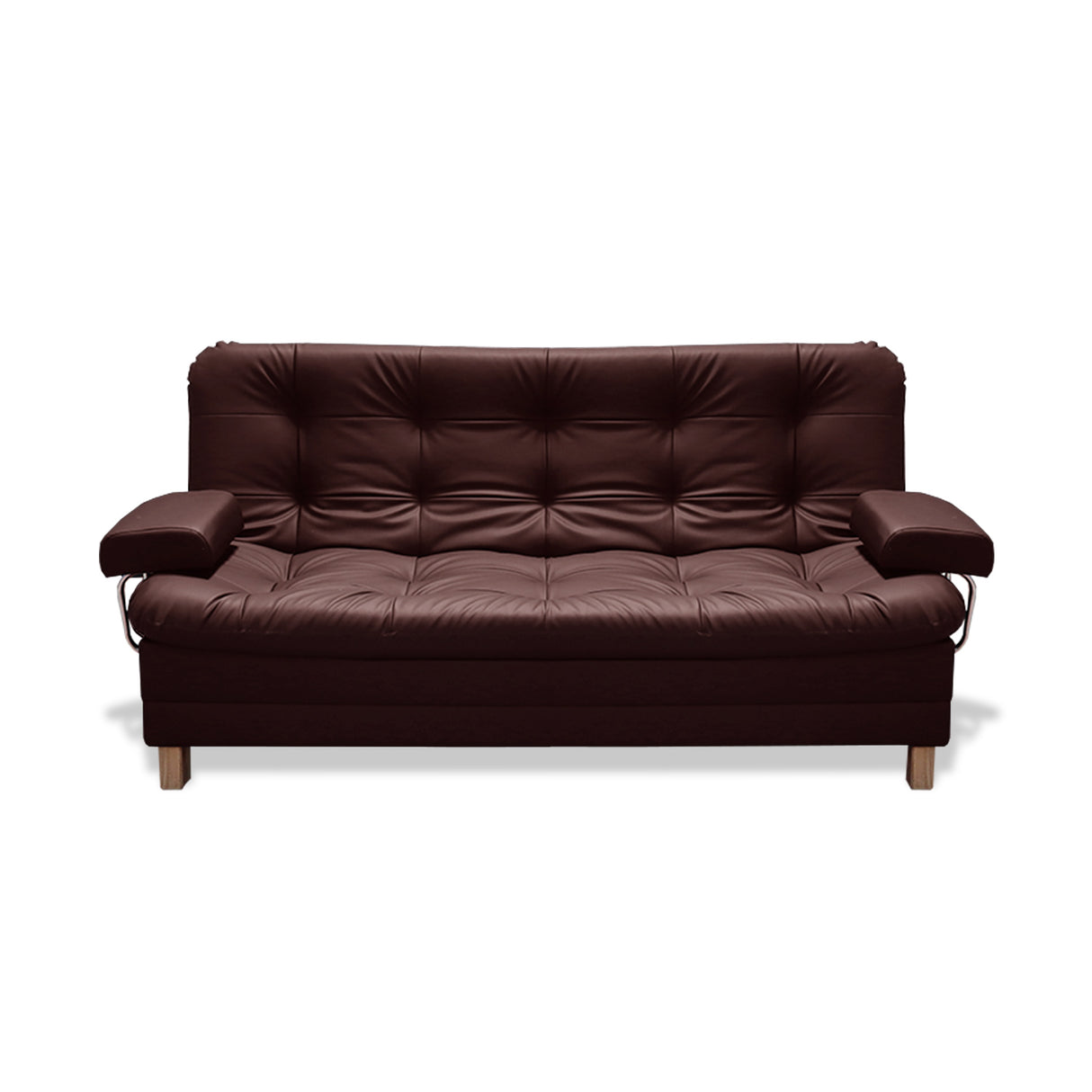 Sofá Cama Rouss Marron 185x95cm De Tres Puestos Reclinable con Patas y Apoyabrazos - Sofas y Poltronas | Bylmo