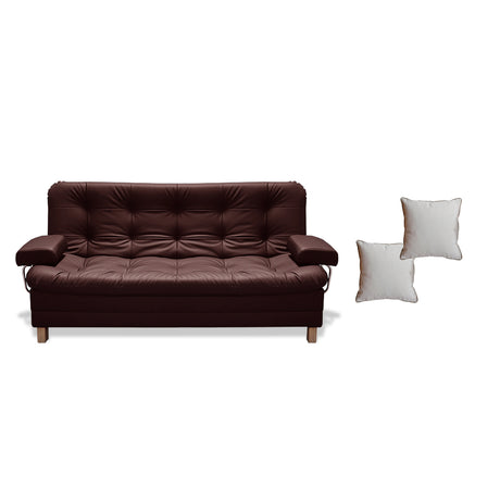 Sofá Cama Rouss Marron 185x95cm De Tres Puestos Reclinable con Patas y Apoyabrazos - Sofas y Poltronas | Bylmo