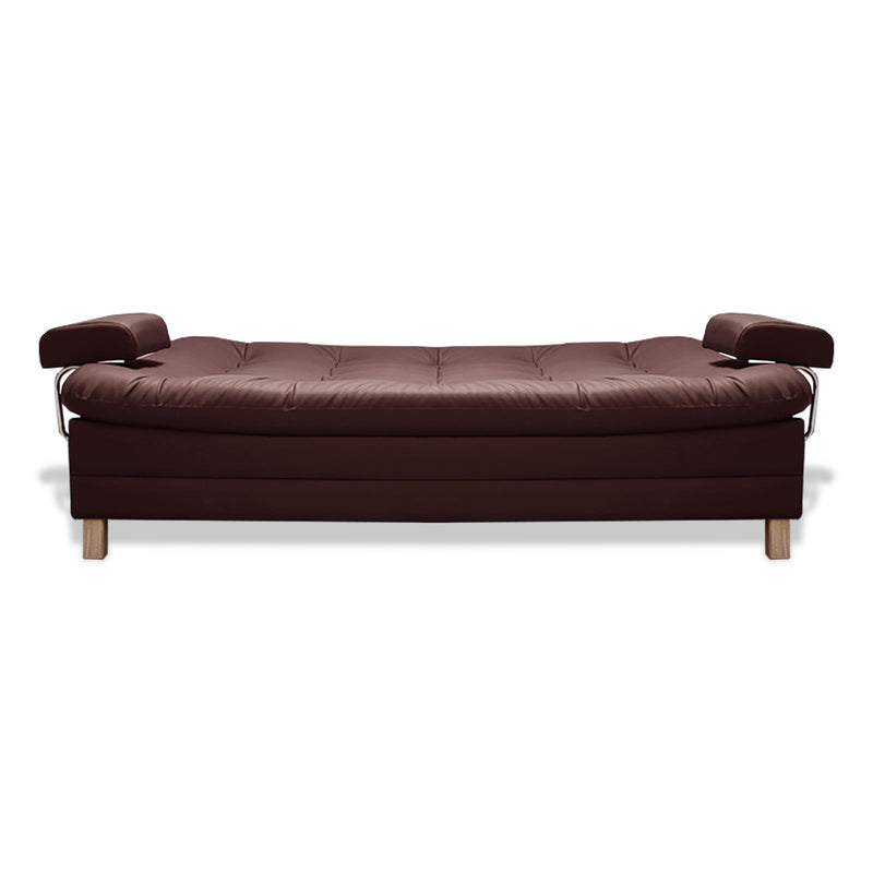 Sofá Cama Rouss Marron 185x95cm De Tres Puestos Reclinable Con Patas Y Apoyabrazos