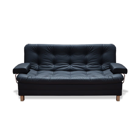 Sofá Cama Rouss Negro 185x95cm De Tres Puestos Reclinable con Patas y Apoyabrazos - Sofas y Poltronas | Bylmo
