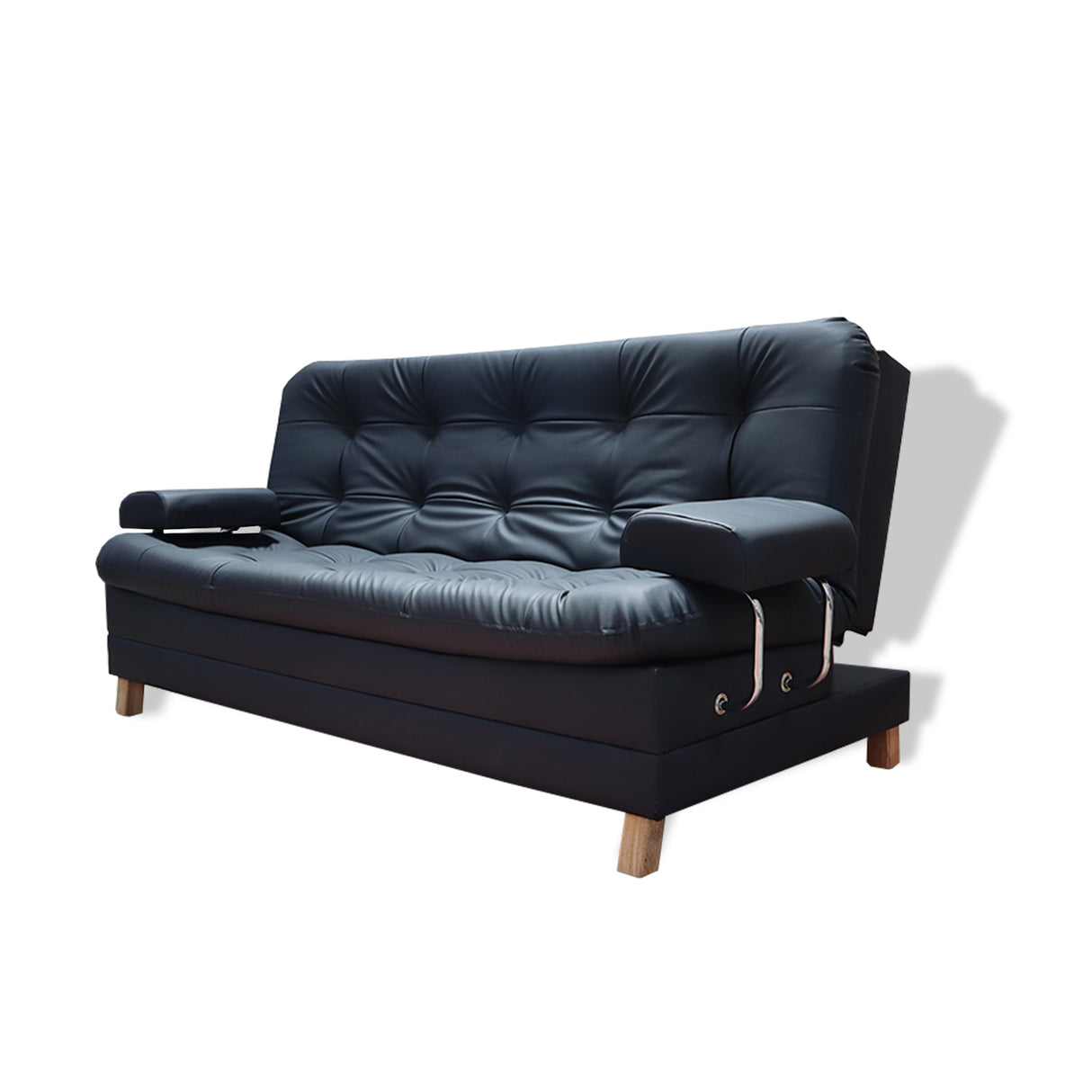 Sofá Cama Rouss Negro 185x95cm De Tres Puestos Reclinable con Patas y Apoyabrazos - Sofas y Poltronas | Bylmo