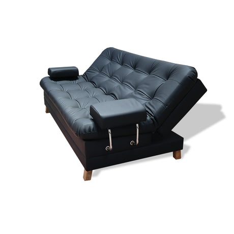 Sofá Cama Rouss Negro 185x95cm De Tres Puestos Reclinable con Patas y Apoyabrazos - Sofas y Poltronas | Bylmo
