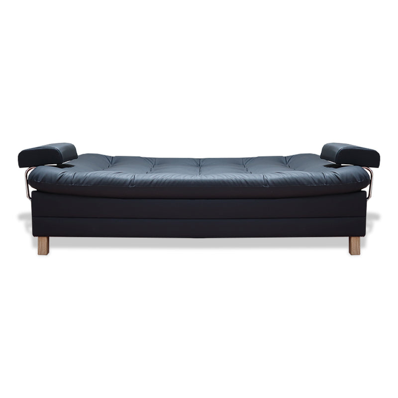 Sofá Cama Rouss Negro 185x95cm De Tres Puestos Reclinable Con Patas Y Apoyabrazos