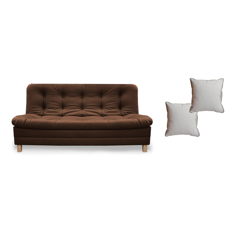 Sofá Cama Zeink Marron 185x95cm De Tres Puestos Reclinable Con Patas