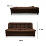 Sofá Cama Zeink Marron 185x95cm De Tres Puestos Reclinable con Patas - Sofas y Poltronas | Bylmo