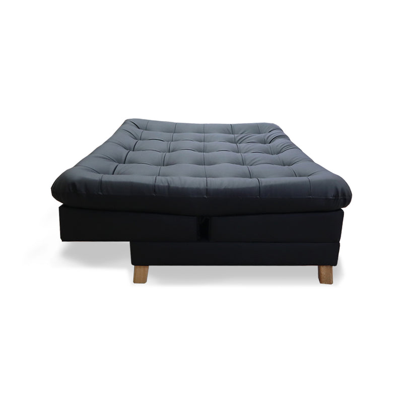 Sofá Cama Zeink Negro 185x95cm De Tres Puestos Reclinable Con Patas