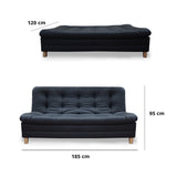 Sofá Cama Zeink Negro 185x95cm De Tres Puestos Reclinable con Patas - Sofas y Poltronas | Bylmo