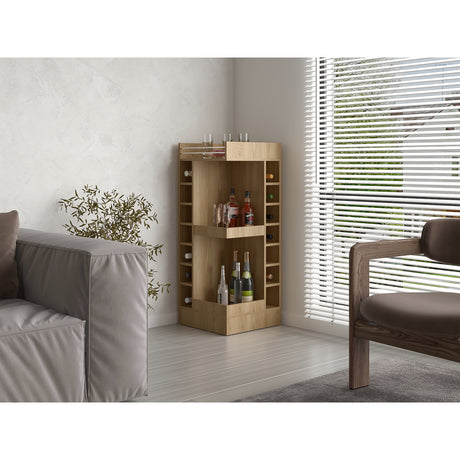 Bar Esquinero Bajo Lyman Fresno Europeo 46.6x116cm Con Cinco Compartimientos - BARES | Bylmo