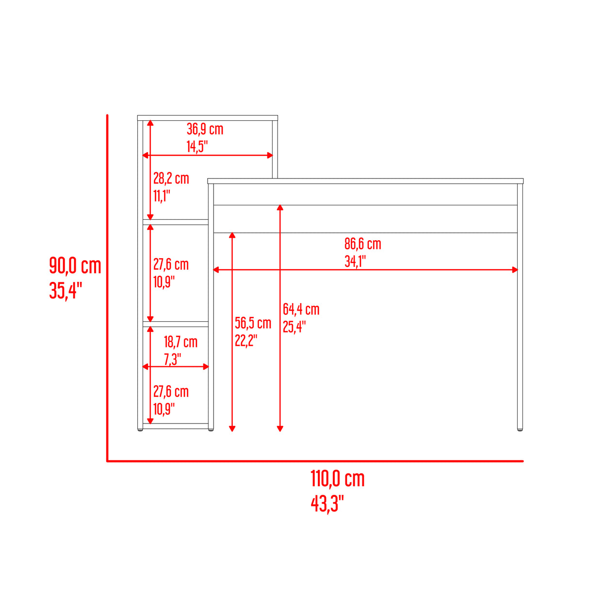 Escritorio Britt Capri 110x90cm Moderno - ESCRITORIOS | Bylmo