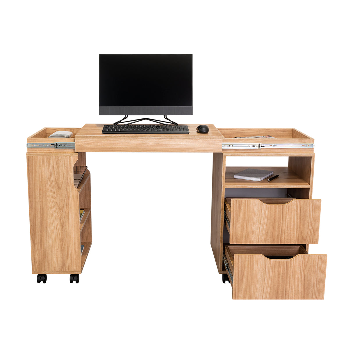 Escritorio Extensible San Diego Fresno Europeo 70.5x75.5cm Con Archivador - ESCRITORIOS | Bylmo