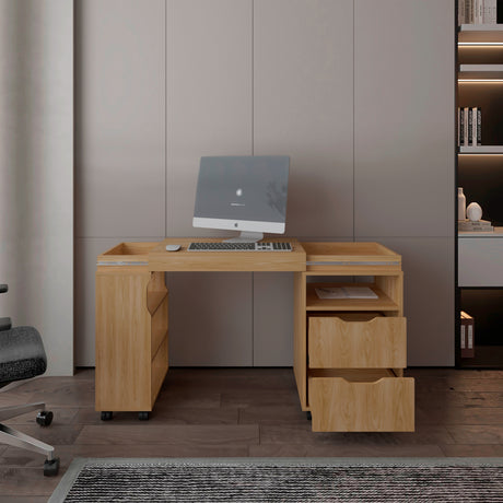 Escritorio Extensible San Diego Fresno Europeo 70.5x75.5cm Con Archivador - ESCRITORIOS | Bylmo