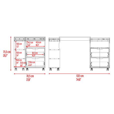 Escritorio Extensible San Diego Fresno Europeo 70.5x75.5cm Con Archivador - ESCRITORIOS | Bylmo