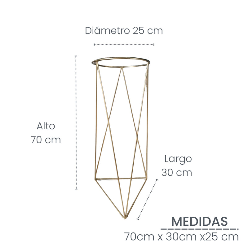 Combo Matera Bowl Grande Cónica Blanco Y Dorado 29x14cm Tradicionales De Piso Con Base Metálica