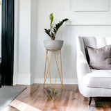 Combo Matera Bowl Grande Cónica Verde Oliva y Dorado 29x14cm Tradicionales De Piso Con Base Metálica - MATERAS Y MACETAS | Bylmo