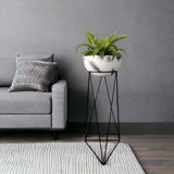 Combo Matera Bowl Grande Cónica Mármol negro y Negro Mate 29x14cm Tradicionales De Piso Con Base Metálica - MATERAS Y MACETAS | Bylmo