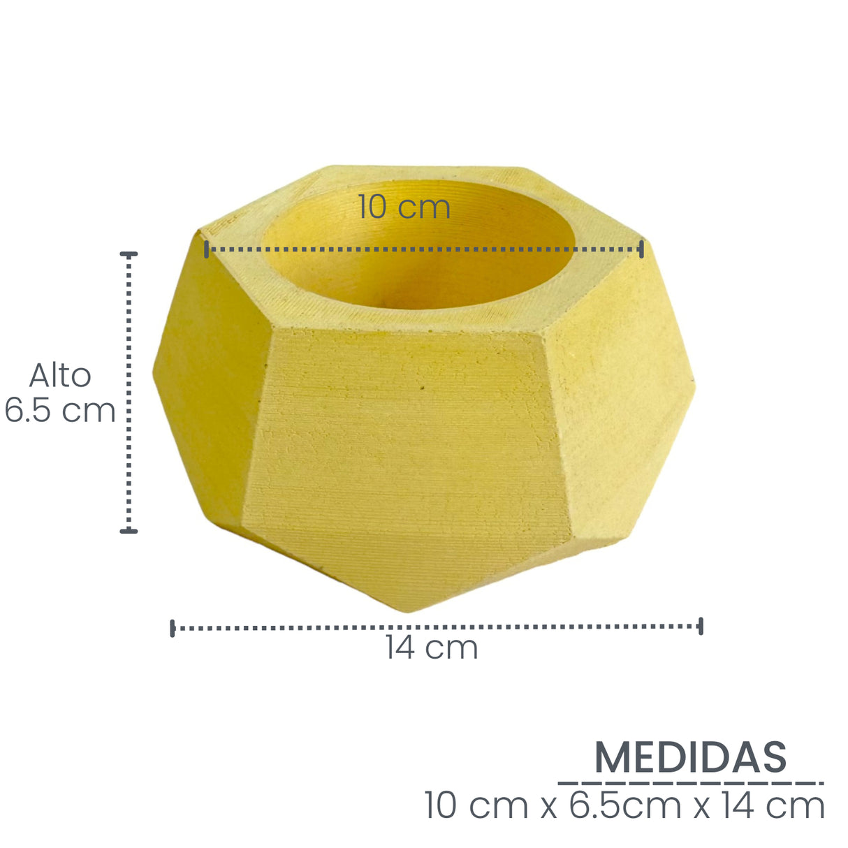 Matera de mesa Pequeña Jade Amarillo 14x6.5cm Hexagonal - MATERAS Y MACETAS | Bylmo