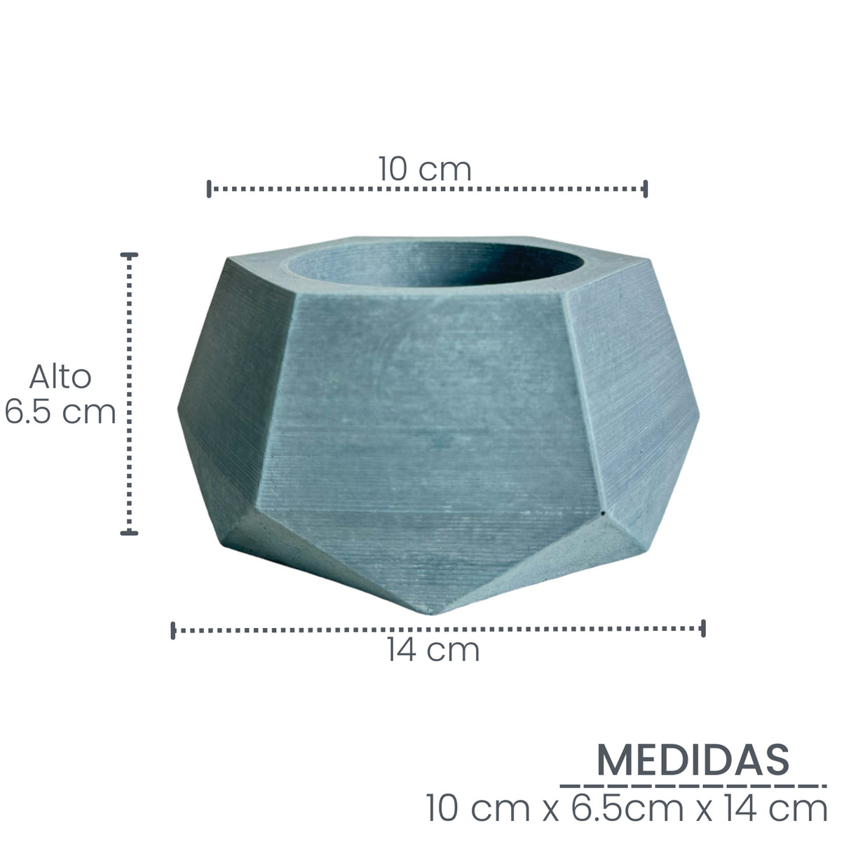 Matera de mesa Pequeña Jade Azul Petróleo 14x6.5cm Hexagonal - MATERAS Y MACETAS | Bylmo