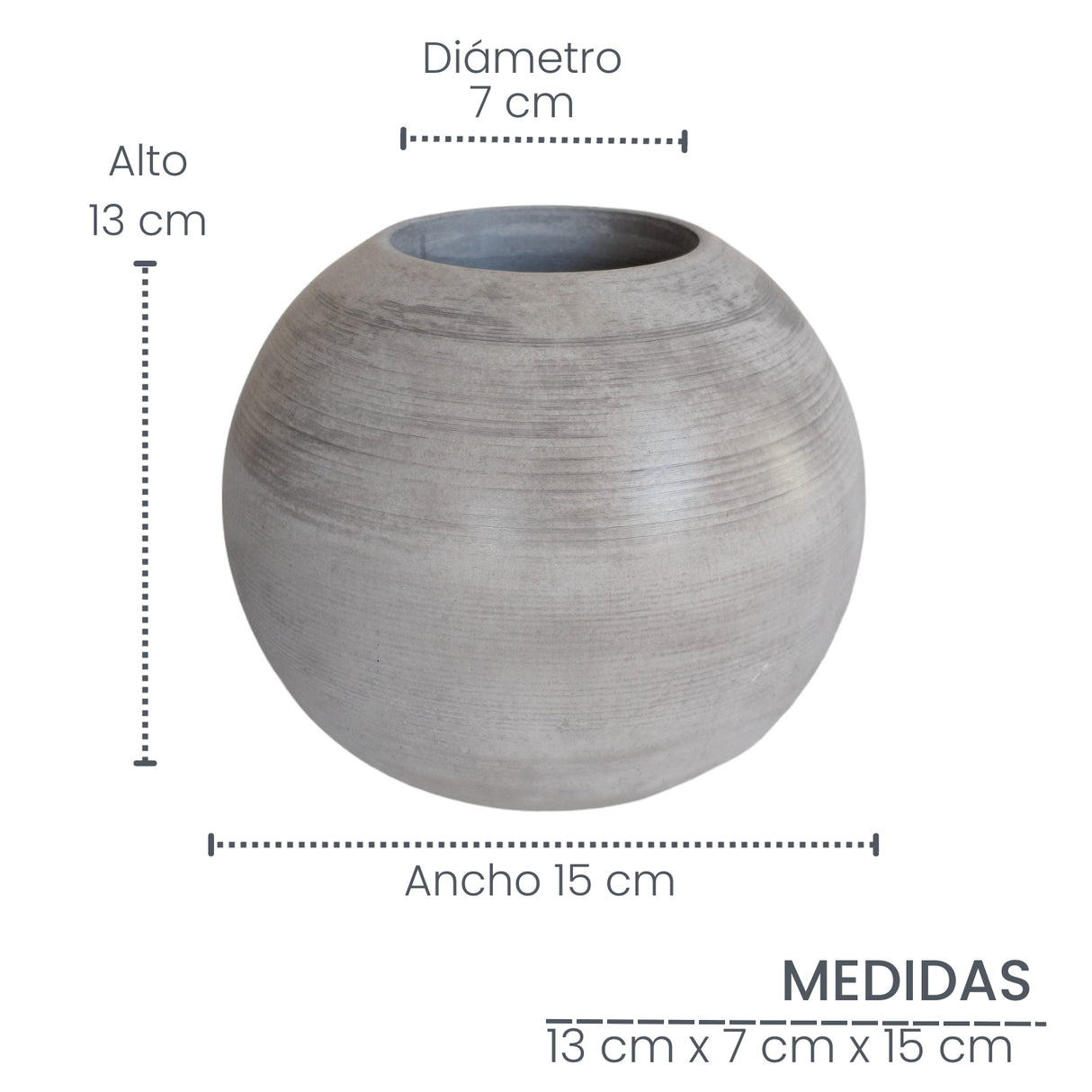 Matera de mesa Mediana Luna Gris 15x13cm Cónica - MATERAS Y MACETAS | Bylmo
