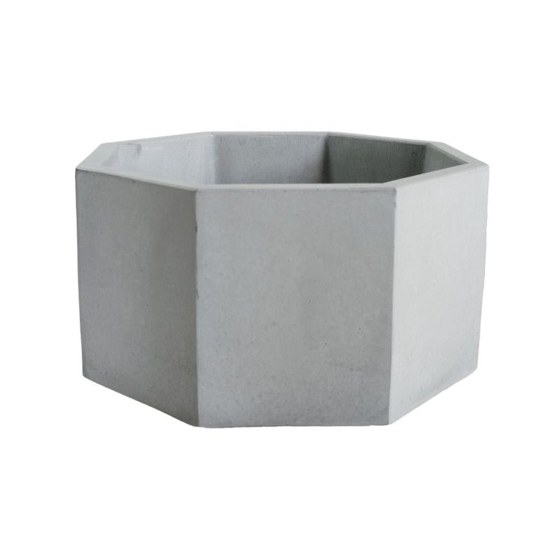 Matera De Mesa Mediana Terrario Gris 18x8.5cm Hexagonal