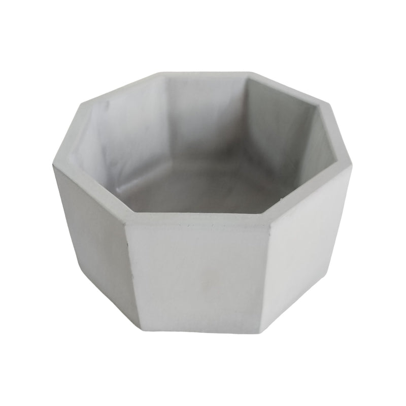 Matera De Mesa Mediana Terrario Gris 18x8.5cm Hexagonal