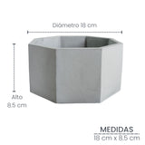 Matera de mesa Mediana Terrario Gris 18x8.5cm Hexagonal - MATERAS Y MACETAS | Bylmo
